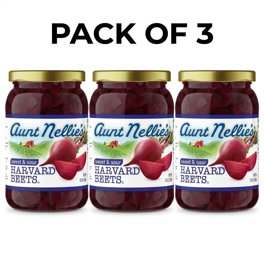 (3 PACK) Aunt Nellie’s Sweet & Sour Harvard Beets – 15.5 oz Jars, Ready-to-Eat Sliced Beets in Sweet & Tangy Sauce for Sides & Meals