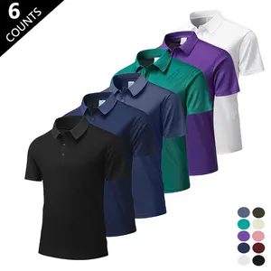 Men's Six-Pack Short-Sleeve Polo Shirts Turn-Down Collar Quick-Drying Breathable Skin-Friendly Wrinkle-Resistant Anti-Pilling Non-Deforming Business-Casual Style Multiple Colors Menswear Top Stylish Minimalist Wetsuit