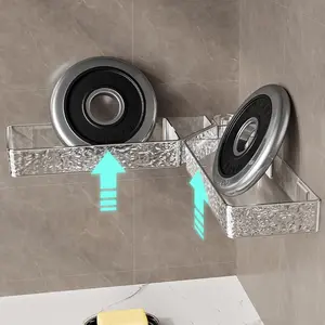 Clear-Glacier Pattern Acrylic Corner Shower Caddy, Wall-Mounted No-Drill Bathroom & Kitchen Shelf with Self-Adhesive Tape"