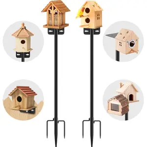 Outdoor 2-Piece Set: 80-Inch Adjustable Bird Feeder Stands — Self-Decorating; Suitable for Feeders, Birdhouses, and Weather Stations. Heavy-Duty, Rust-Resistant Design to Enhance Your Outdoor Landscape and Elevate Your Birdwatching Experience.