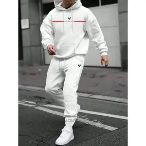 Men's casual hooded sweatshirt set, long sleeved drawstring pullover and jogging pants, fashionable for autumn and winter, comfortable for daily wearRAIMENTRY