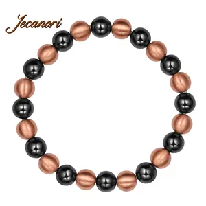 Jecanori Copper Bracelets for Women Magnetic Bracelet 99.99% Pure Copper Jewelry with 3500 Gauss Magnet Beads Trendy Stack Bangle Elegant Minimalist Bangle