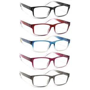 Classic Women's Reading Glasses with Blue Light Blocking Rectangular Frames and Spring Hinges Men's Computer Reading Glasses