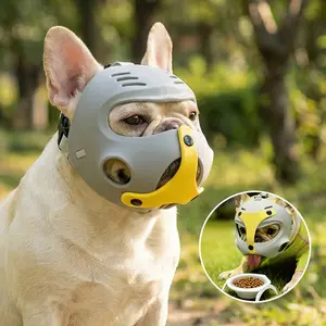 Eva Material French Bulldog Dog Mouth Guard, Adjustable Breathable Bite Proof Swallow Proof, Easy to Clean, No Impact on Eating Drinking