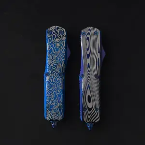 Blue Titanium Edition All-metal feel, micro-technology titanium-zinc alloy outdoor camping gear, multi-functional everyday carry tool knife, outdoor car window breaker