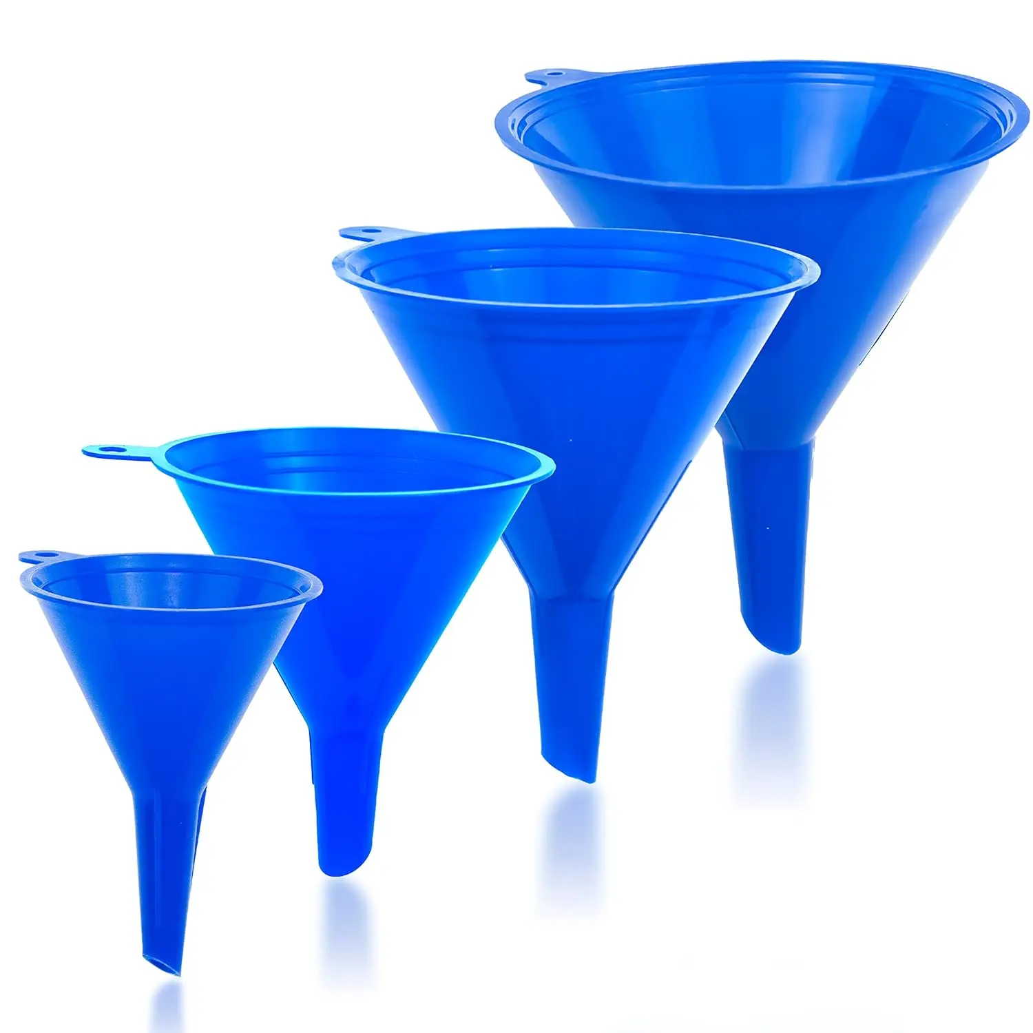 Funnel 4-Pack Funnels for Kitchen Use Filling Bottles - -Grade Plastic, Funnels for Automotive Use, Mess-Free Filling, funnels for Filling Bottles, Sizes (122, 101, 76 & 50mm)
