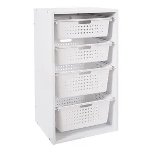 Your Zone Sliding Bin Organizer with 4 Storage Bins for kids, White
