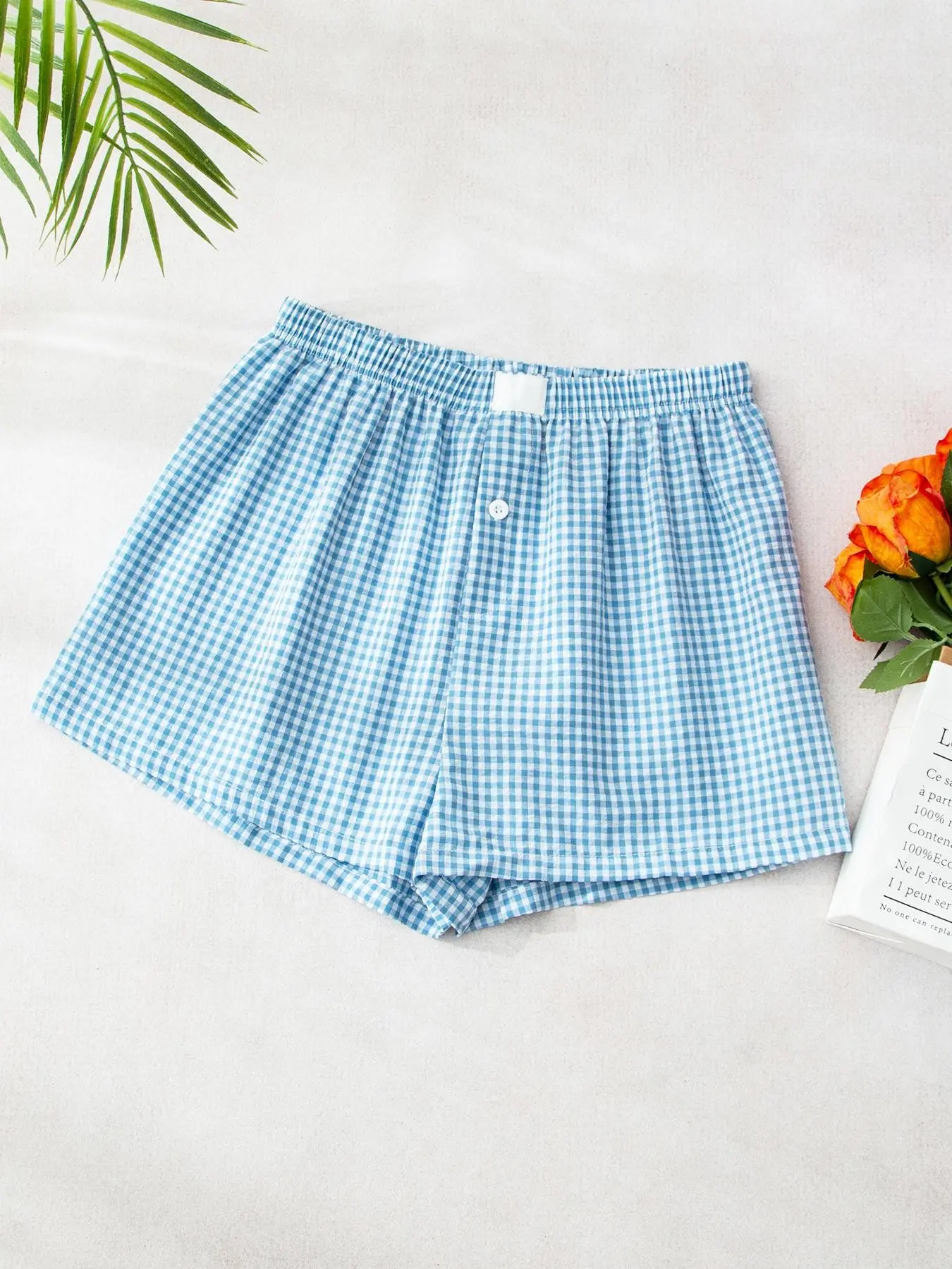 Women's Sporty Shorts Set, Athletic Lounge Shorts, Casual Summer Sleepwear, Cute Loose Fit Plaid Beach Pants, Checkered Summer Shorts, Comfortable Lounge Wear, 1 Piece Suit