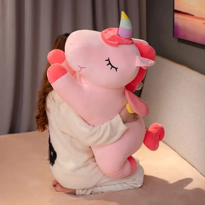 Cute Unicorn Design Plush Toy, 26 Inch Giant Unicorn Stuffed Animal Pillow, Soft Huggable Big Unicorn with Rainbow Wings Large Plush Toy, Cuddly Stuffed Animal, Gifts for Girlfriend