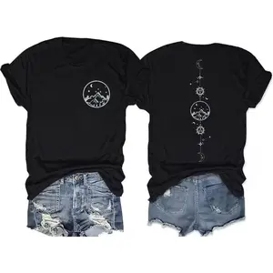 Summer Beach Shirts Women Vintage Graphic Tshirt Funny Letter Printed Short Sleeve Vacation Shirt