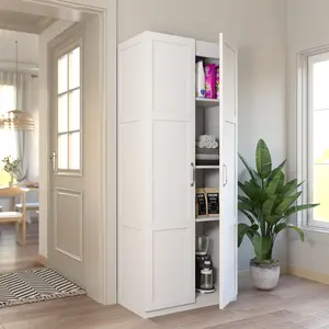 Ivory White Storage Cabinet for Modern Homes – Freestanding Space-Saving Organizer with Adjustable Shelves, Anti-Tip Design for Kitchen Pantry, Bathroom, Office, and File Storage – Durable & Stylish