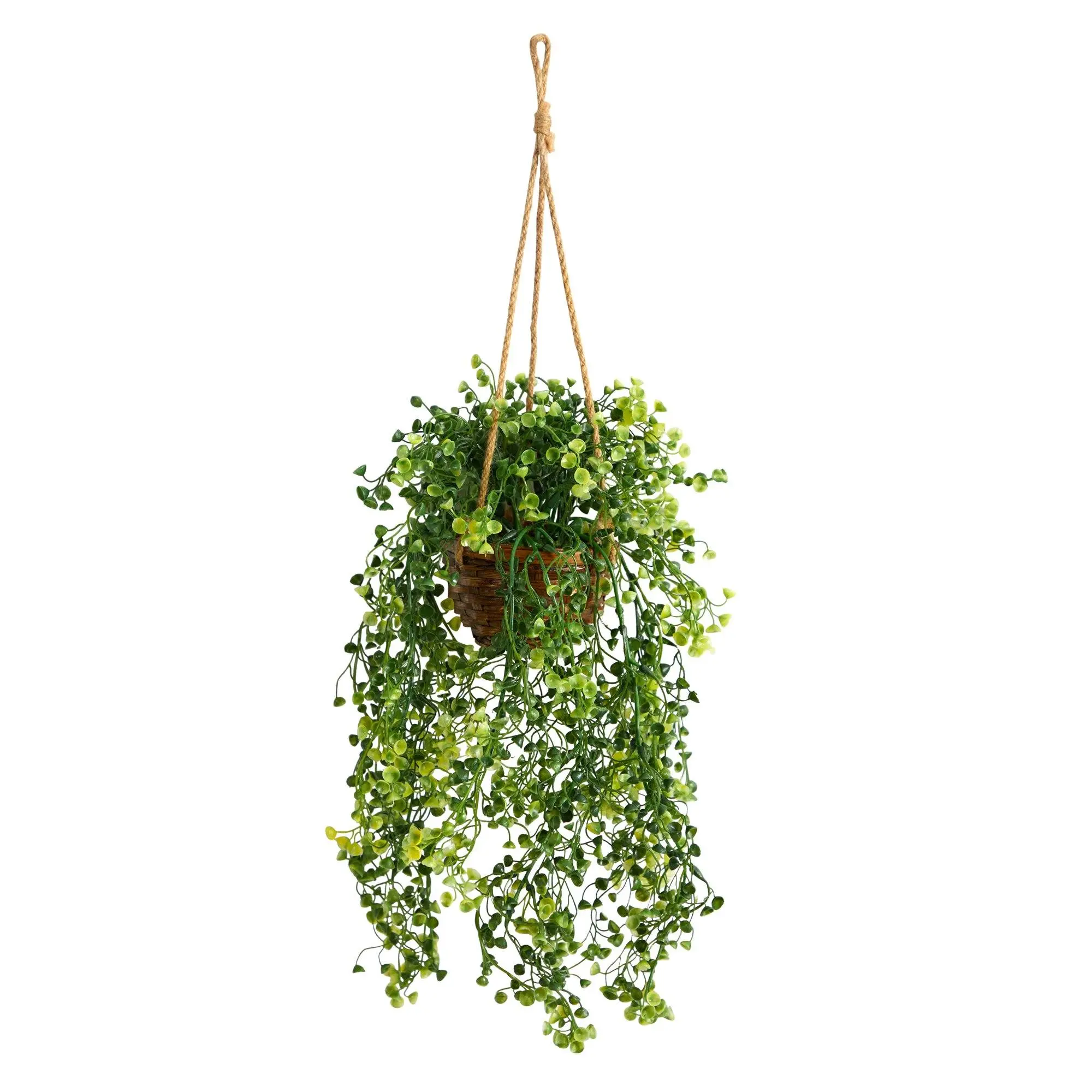 20-in Faux Leaf Vine-Like Artificial Baby Tear Hanging Plant in Hanging Basket, Indoor Use Plant Decor for Home Improvement, Garden Supplies with Botanical Aesthetic