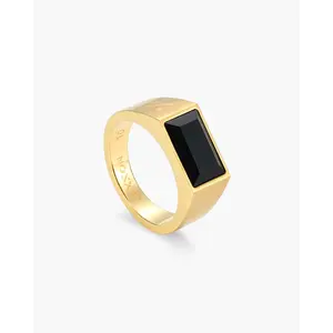 JAXXON - Beveled Onyx Signet Ring - Gold