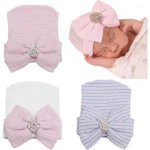 Newborn Hospital Hat Infant Baby Hat Cap with Big Bow Soft Cute Knot Nursery Beanie