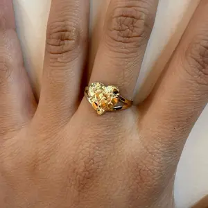 Small Heart Nugget Ring 10 Karat Gold - Elegant Heart-Shaped Design for Timeless Appeal & Versatile Wear