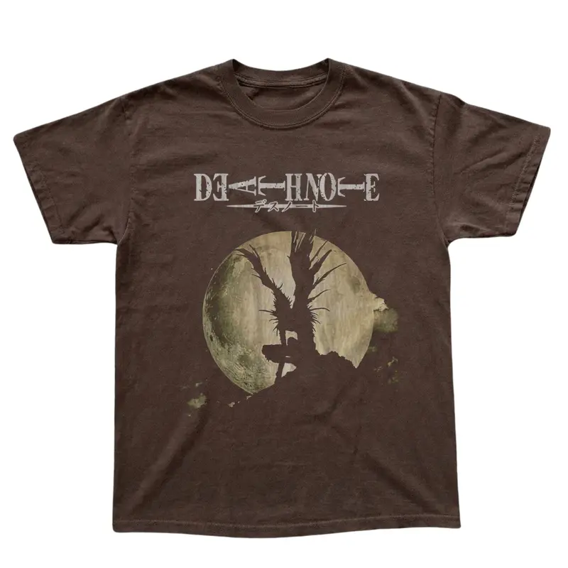 Full Moon Silhouette Ryuk Vintage Tee, Anime Death Note T-Shirt, Goods Graphic Tee, Aesthetic Shirt, Gothic Grunge Y2k Emo Scene Amity Affliction Style Clothes, Unisex Trendy Otaku Gift Shirt Top Menswear Womenswear Streetwear