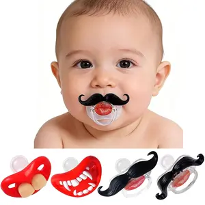 Funny Pacifiers for Babies,Mustache Pacifier 0-6-18 Months,Halloween Pacifiers for Toddlers, Funny Teeth Pacifier for Boys and Girls