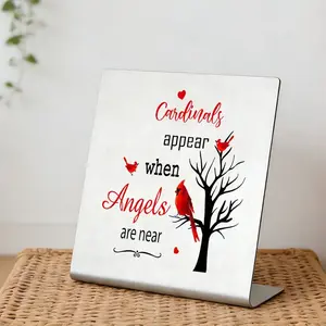 Cardinal Memorial Decor Sign, Sympathy Gift for Loss of Loved One, Tabletop Remembrance Decor for Home & Office, Cardinal Quote Design
