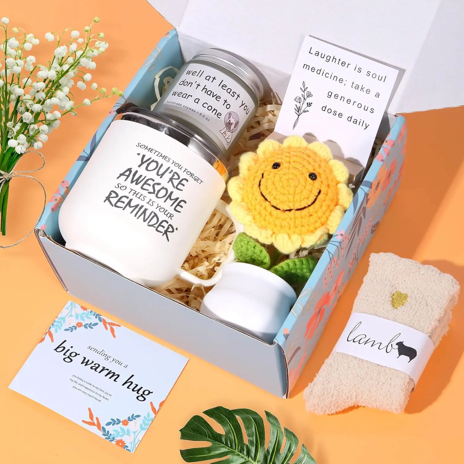Get Well Gifts for Women-7 Pcs After   Gifts for Teen Girl Man Mom Teenage, Funny Cheer Up Basket for Female, Feel Better Set for  Friend, Get Better Care Package, Encouragement Box