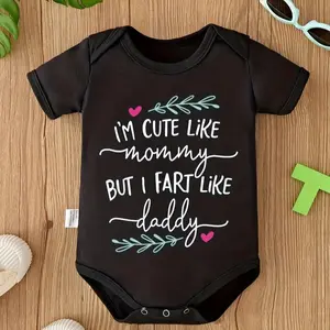 I'm Cute Like Mommy, But I Fart Like Daddy Adorable Baby Girls' Onesie 100% Cotton Soft Cotton Short Sleeve Slogan 6-9 Months Crew Neck Unisex