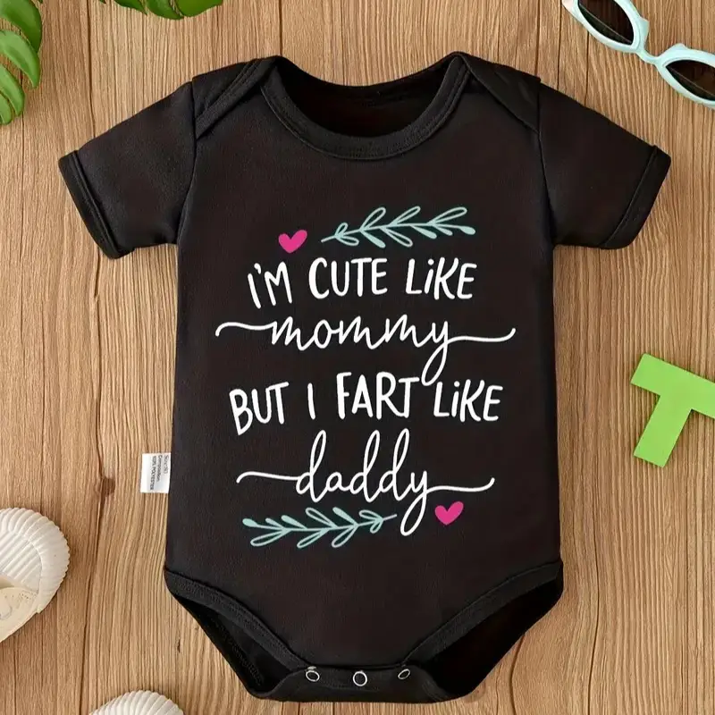 I'm Cute Like Mommy, But I Fart Like Daddy Adorable Baby Girls' Onesie 100% Cotton Soft Cotton Short Sleeve Slogan 6-9 Months Crew Neck Unisex