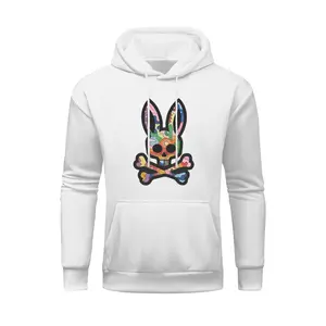 Bone graphic Hooded sweatshirt, rabbit design, hip hop style, unisex, men's short sleeve crew neck street style Hooded sweatshirt summer and spring, casual, clothing, rock crew neck summer graphic