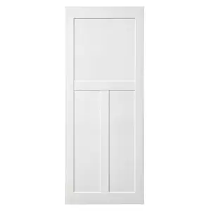CRAZY ELF 28" x 84" "T" Style Real Primed Door Slab, DIY Panel Door, Modern Interior Barn Door, Water-proof, Anti-deformation, Pre-Drilled Ready to Assemble, Suitable for Pre-hung Door and Barn Door   WL