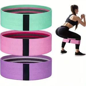 3-Speed Adjustable Resistance Band Fitness Set for Home Yoga and Pilates Butt and Leg Workouts Unisex Elastic Workout Band Squat Yoga Stretch Strap Fabric Exercise Loop Gym Accessory Easy Clean