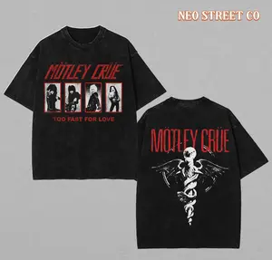 Motley Crue Too Fast For Love Vintage T-Shirt Washed retro Unisex T-shirt streetwear oversized heavy cotton unisex graphic graphic tee crewneck high quality cotton menswear top