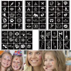 5 Sheets 70pcs Small Glitter Woman Drawing Tattoo Stencil, Kids Cute Airbrush Stencils & Templates