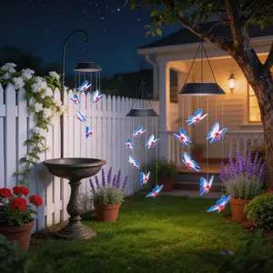 solar light outdoor / waterproof solar light / solar garden light Solar Powered Butterfly Wind Chime Lights Color Changing LED Outdoor Decor for Patio Garden Yard Waterproof Hanging Lamp with Auto On/Off Night Lighting for Pathway Lawn Balcony Led Light