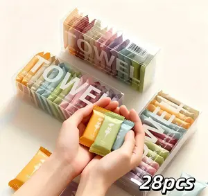 28 packs of thickened compressed disposable face towels - soft and durable, individually packaged, suitable for travel, camping, gym, and home use - Hygienic disposable towels, portable and compact, suitable for outdoor and hiking