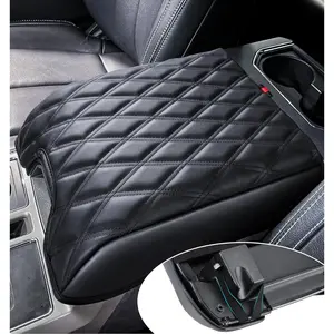 Center Console Cover Compatible with  F150 2015-2020, F250 F350 F450 2017-2022, Expedition 2018-2024, PU Leather Armrest Box Cover,  Interior Accessories, Anti-Scratch Protector