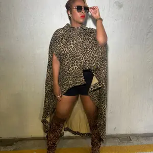 Panthera Luxe Leopard Jacket Cape - Lightweight High-Low Hem All-Over Print Button Closure Premium Fabric Versatile Styling