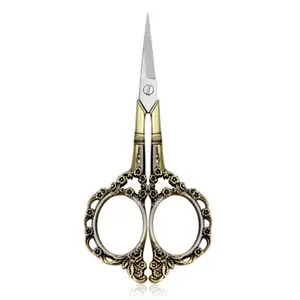 Professional Manicure Scissors, EBANKU Vintage Stainless Steel Cuticle Precision Beauty Grooming for Nail, Facial Hair, Eyebrow, Eyelash, Nose Hair (Bronze)