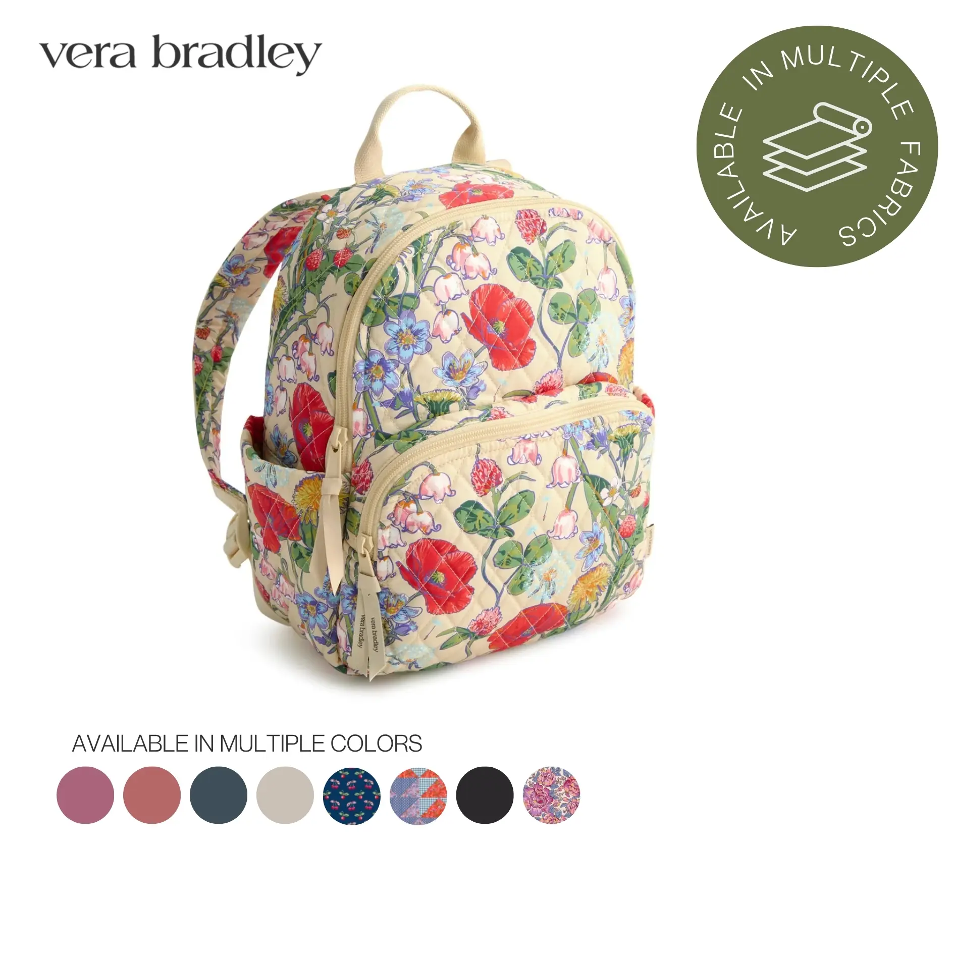 Vera Bradley Small Banbury Backpack | Compact 9L Backpack in Premium Cotton, Featherweight & Performance Twill | Multiple Colors & Prints