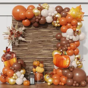 Fall Thanksgiving  Orange Coffee Brown White Sand Balloons Garland Arch Kit  for Autumn Birthday Fall Thanksgiving Baby Shower Friendsgiving Party Decorations 145pcs
