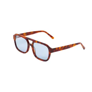 Plastic Brain Retro Tortoiseshell Double Bridge Sunglasses | Vintage 70s Tinted Aviator Shades Unisex