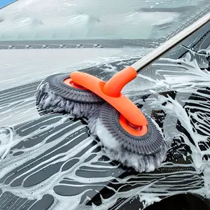 53'' Long handle car wash mop, 360°   rotation, soft microfiber material, retractable aluminum alloy rod car wash brush (easy to use), for cars, trucks, RVS, SUV and home cleaning - Spring/Summer car wash accessories!