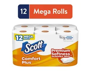 Scott ComfortPlus Toilet Paper, 12 Mega Rolls