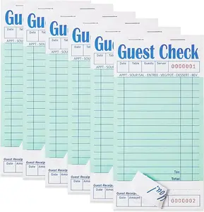 6 Pack Guest Checks Books for Servers Server Note Pads, Waiter Checkbook, Waitress Notepad for Restaurants, Paper Checks 50 Sheets/Pack, 300 Total Tickets