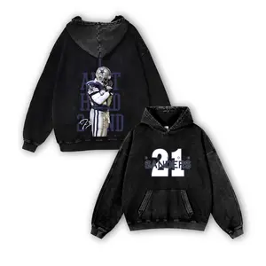 Deion Sanders #21 Falcons V4 Casual Washed Hoodie | Prime Time Swagger Apparel, Dirty Birds Identity, Retro Washed Highlight Reel Collector