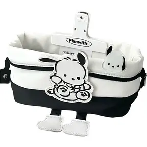 Playful, cute, high-looks Pachadog flip-top pencil case with extra large capacity, student stationery box, black and white