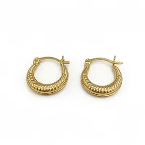 10K Gold Huggie Hoop Earrings – Small Textured Hoops