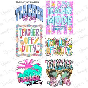Teacher Off Duty Summer Mini DTF Transfer Gang Sheet 24.5" wide x 36" long. Direct To Film Mini Gang Sheet