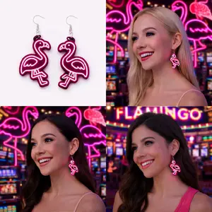 Glow In The Dark Flamingo Earrings - Unique Neon Pink Design for Party & Night Out