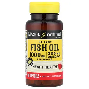 Mason Natural No Burp Fish Oil, 90 Softgels (500 mg per Softgel)