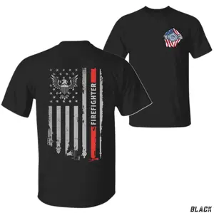 Firefighter Thin Red Line Shirt – Patriotic Eagle Flag Tee, Firefighter Pride American Hero Shirt, USA Fire Dept Gift for Men, First Responder Gear
