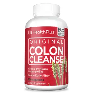 Health Plus Colon Cleanse Capsules – Daily Fiber Supplement for Detox, Bloating Relief & Heart Health, 200 Ct