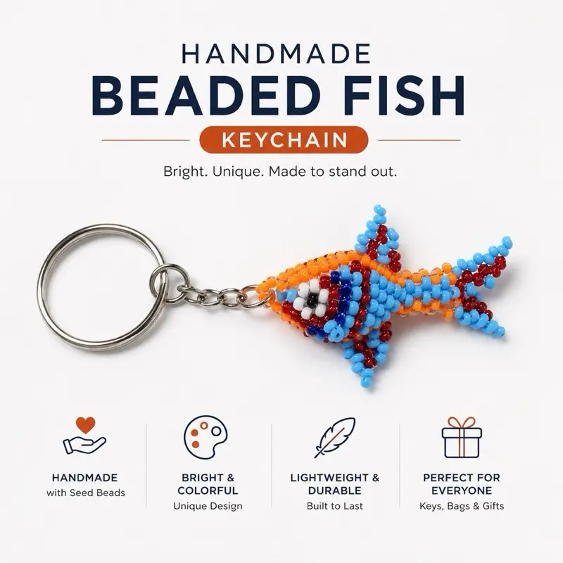 Handmade Lucky Beaded Fish Charm - Pendant Design Stylish Accessory for Necklaces, Birthday Gift Jewelry, Exquisite Jewelry Gift